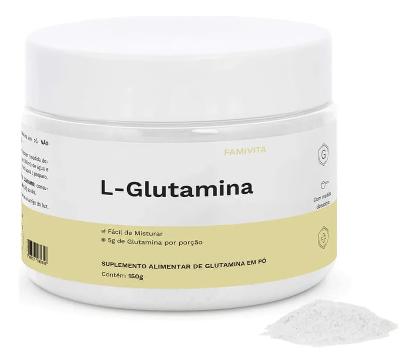 Glutamina Famivita Pó Suplemento De L-glutamina - 150g Sem Sabor