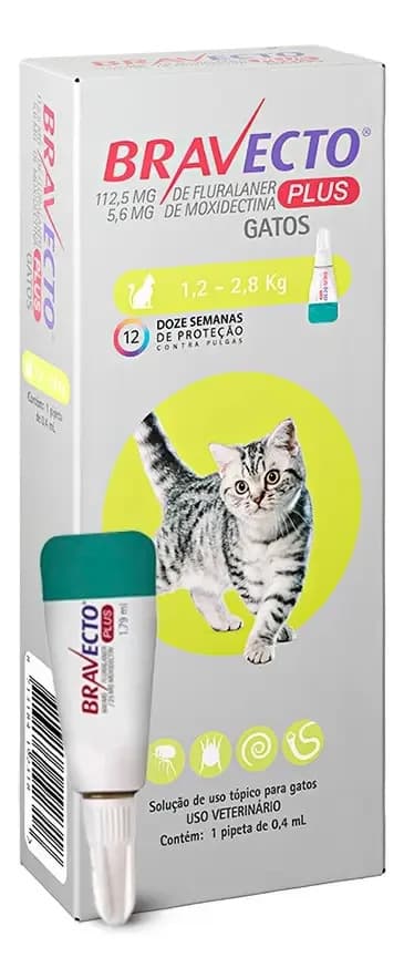 Antipulgas Bravecto® Gatos Plus 112,5mg Amarelo Verde