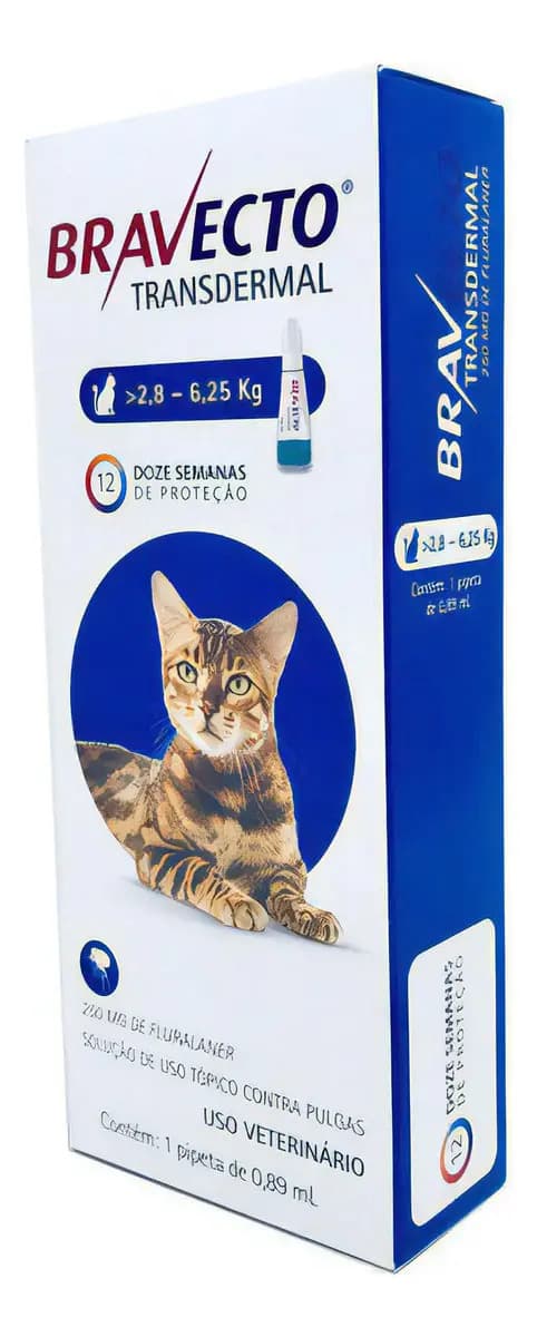 Bravecto Transdermal Gatos 2,8-6,25kg Antipulgas Pipeta MSD 12 Semanas