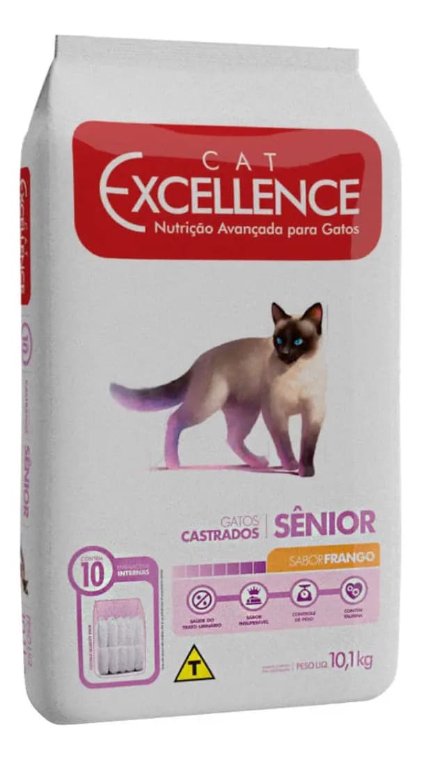 Ração Gato Castrado Senior Cat Excellence Frango 10 Kg