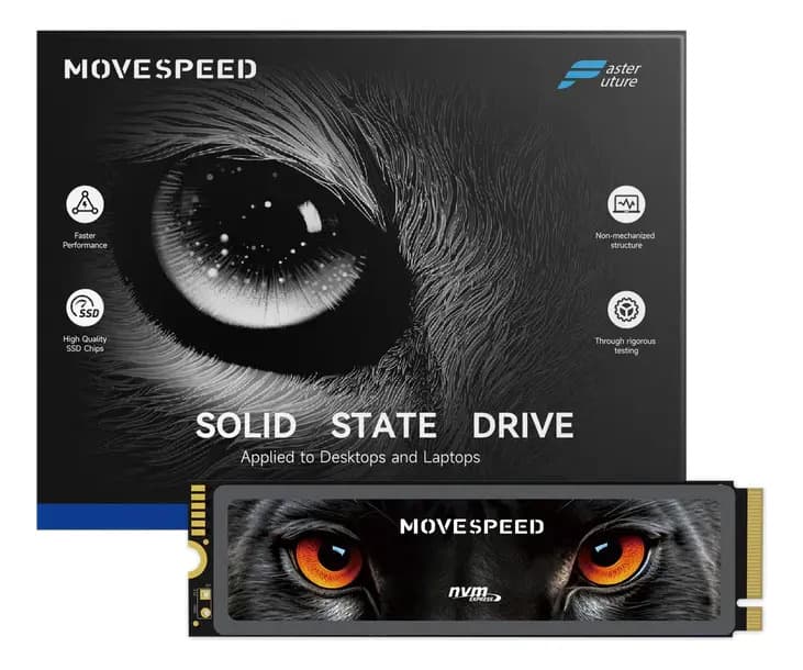 Ssd Nvme Movespeed Panther 1tb 7450mbps Pcie 4.0 Cor Preto