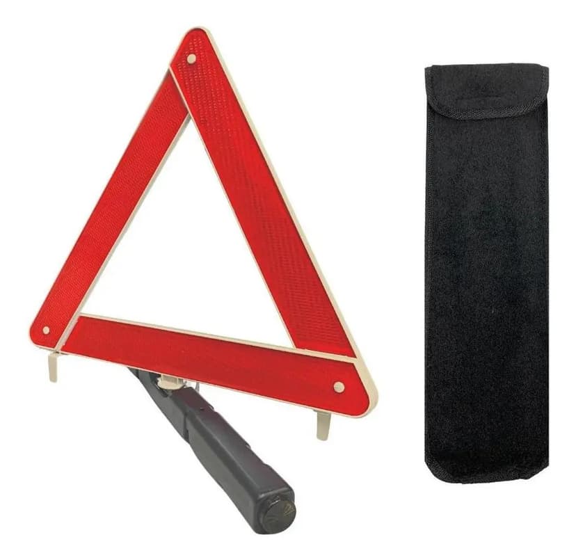 Triângulo De Segurança Veicular Com Bolsa E Base Pesada