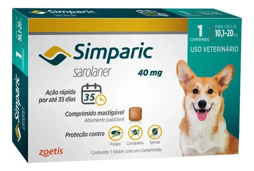 Zoetis Simparic 40mg 1 Comprimido Cão Antipulgas