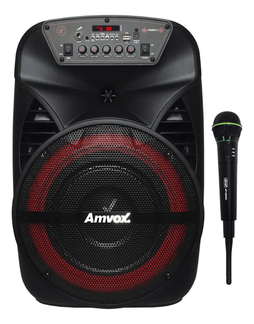 Caixa Som 380w Amplificada Bluetooth Portátil + Microfone