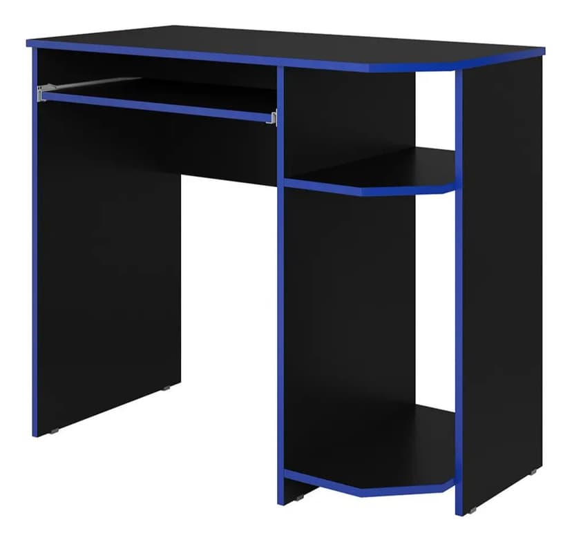 Escrivaninha Mesa Para Computador Gamer Teclado Cpu Cor Preto Azul