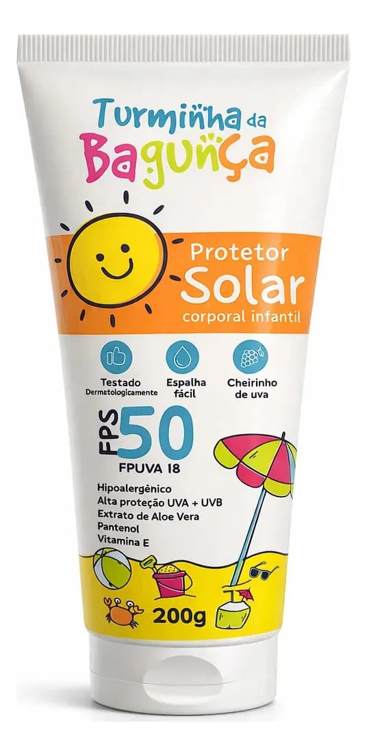 Protetor solar infantil 50 FPS Turminha da Bagunça 200g | Protetor solar kids | Protetor solar bebe | Protetor solar | Protetor solar corporal | Protetor solar 50 | Protetor solar 50 fps