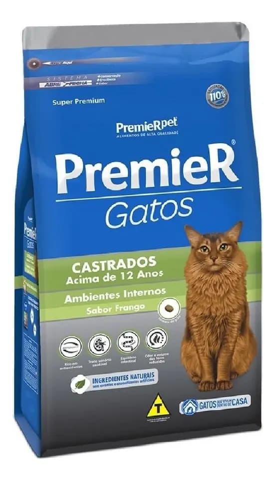 Ração Gato Castrado Frango +12 Anos 500g Premier