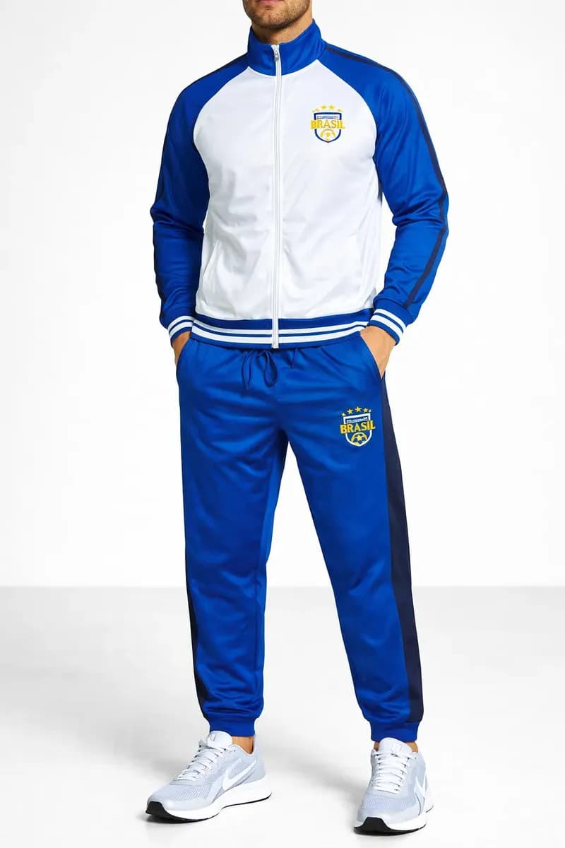 Agasalho Conjunto Masculino Seleção Brasileira Branco / Azul 3g