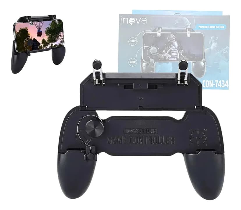 Controle Gamer Manual Com Gatilhos Suporte Celular Joystick Unica