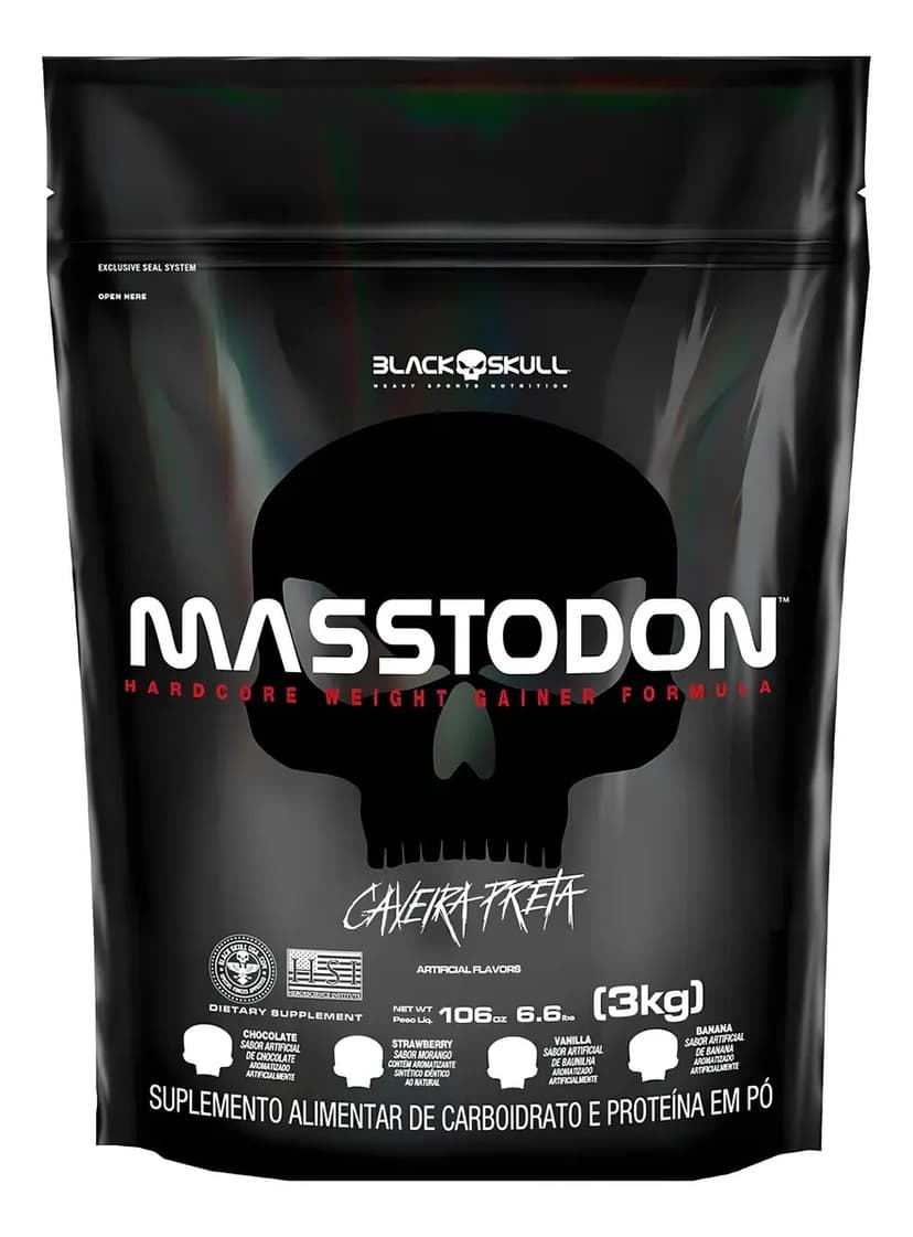 Hipercalórico Masstodon Refil 3kg Banana - Black Skull