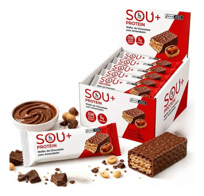 Barra Proteína Barrinha Whey Protein Amendoim Chocolate Sou