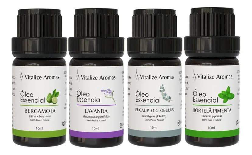 Kit 4 Óleos Essenciais Tradicionais Mais Vendidos 100% Puros