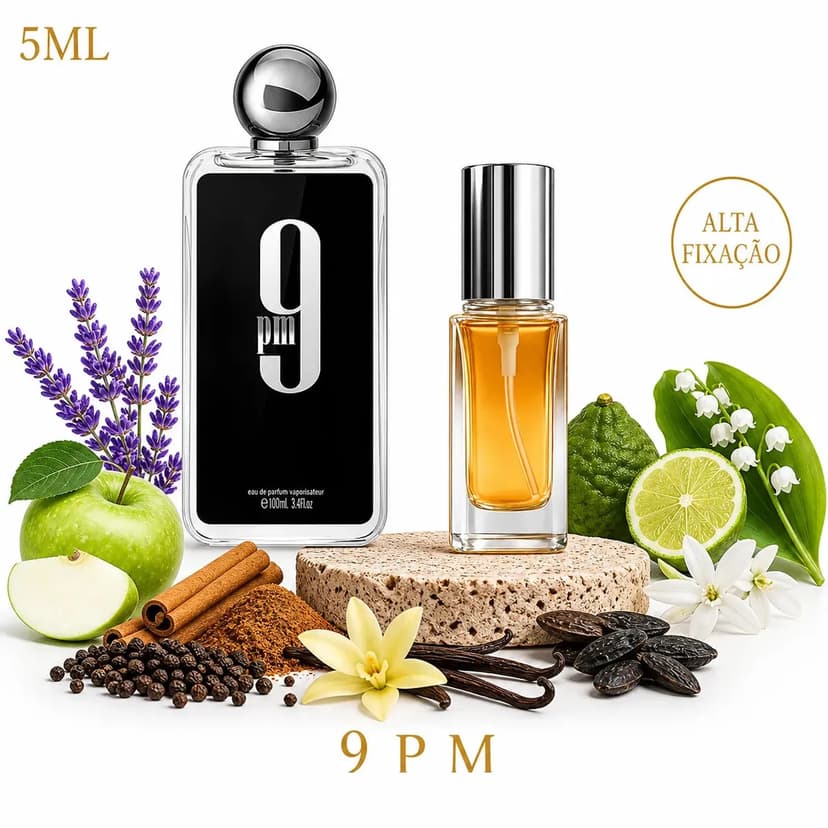 Perfume Masculino 5ml Premium Vidro Spray 9pm Doce Intenso Importado