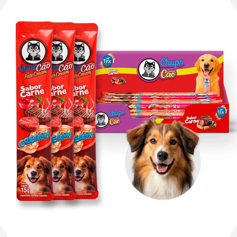 Petisco Cachorro Chupscão Patê Cream Carne 20 Unidades 15g