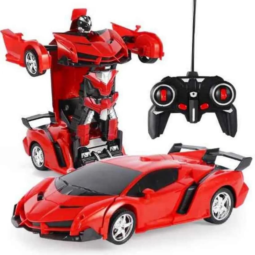 Carrinho Controle Remoto Transformável Em Robô Vermelho